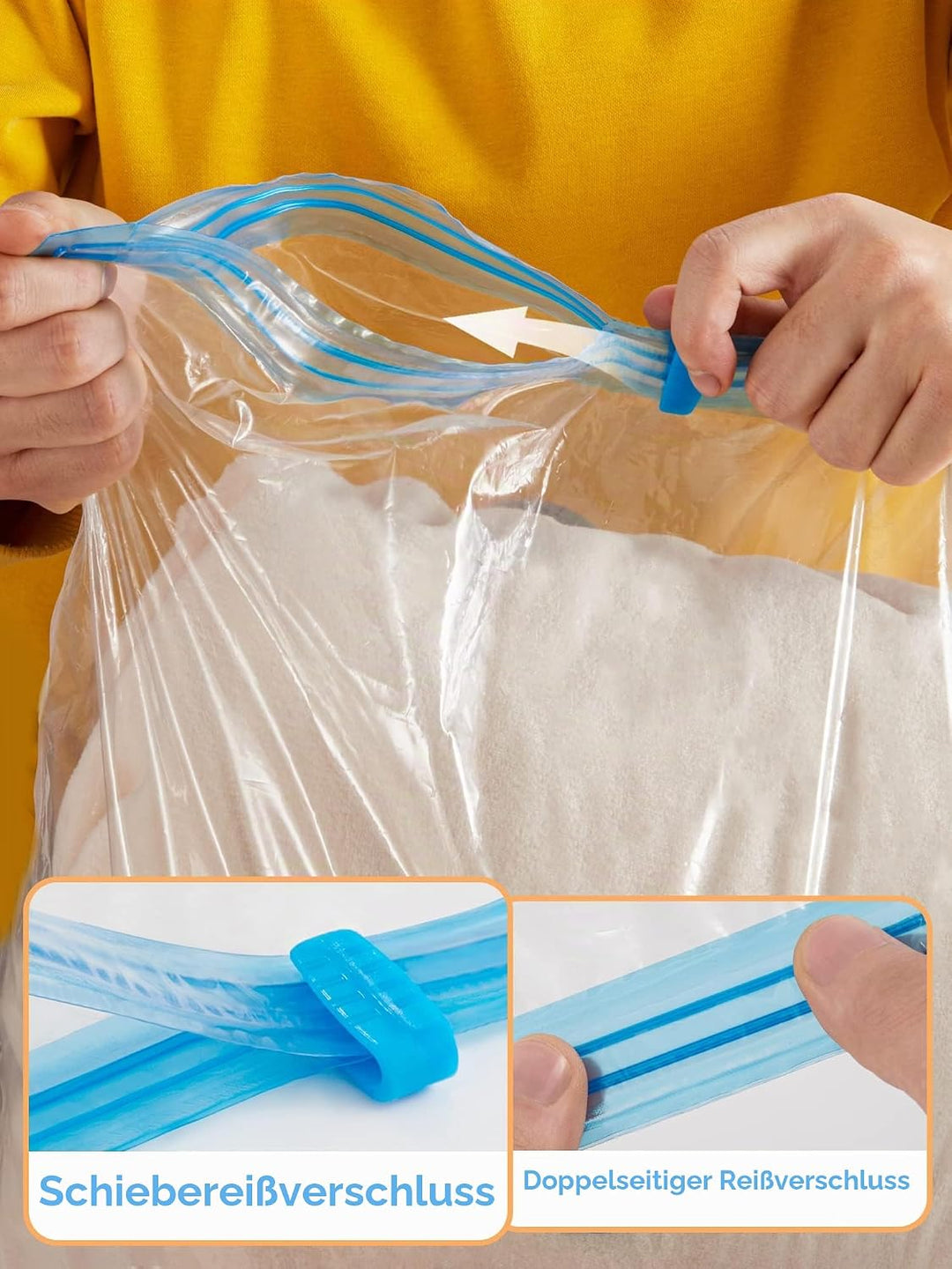 HEETA 6 Stück Vakuumbeutel für Kleidung(3 Jumbo+3 Gross) Vakuum Wiederverwendbar Kleiderbeutel mit A
