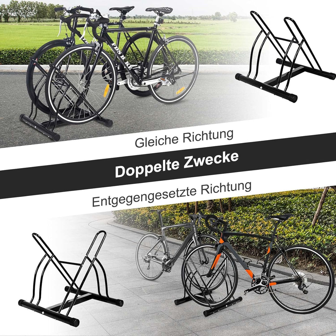COSTWAY Fahrradständer Bodenparker für 2 Fahrräder Bügelparker, Fahrradparker, Mehrfachständer, Aufs