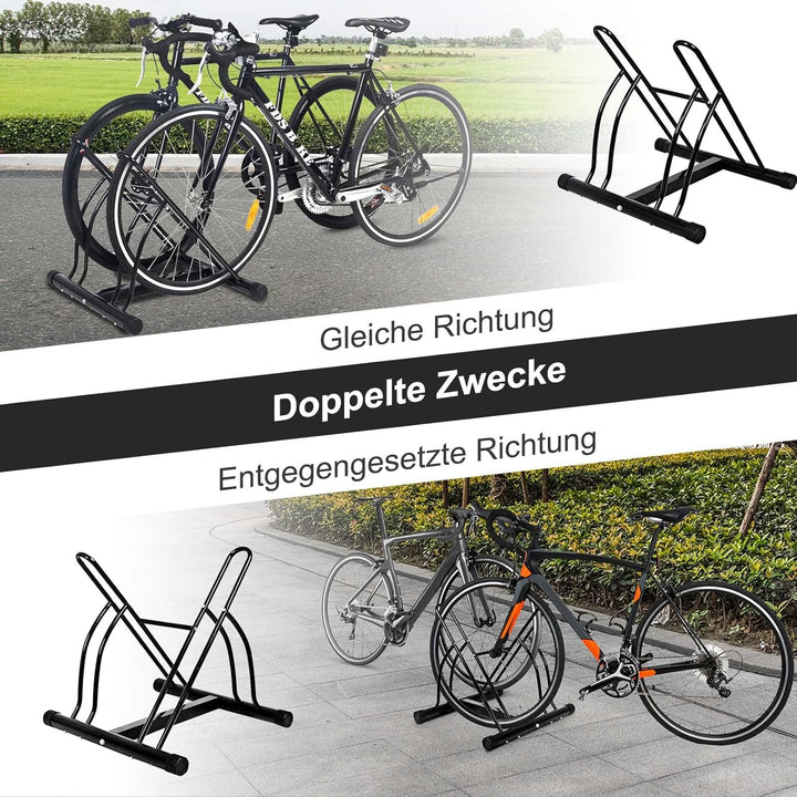 COSTWAY Fahrradständer Bodenparker für 2 Fahrräder Bügelparker, Fahrradparker, Mehrfachständer, Aufs