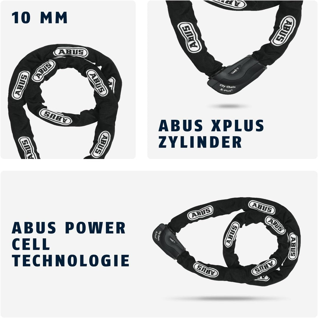 ABUS Kettenschloss Granit CityChain XPlus 1060 – Fahrradschloss aus gehärtetem Stahl – ABUS-Sicherhe
