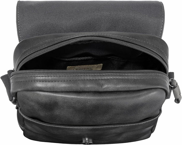 camel active Herren Laos Umhängetasche mit verstellbarem Schulterriemen 21x7x27 Schwarz, 21x7x27 Sch