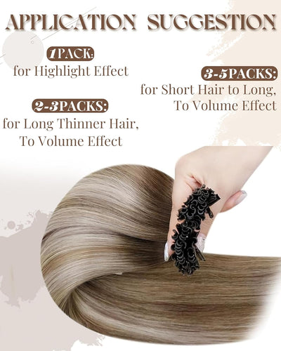 Hetto Blond Echthaar Extensions Bonding Balayage Echthaar U Tip Extensions Remy Keratin Bondings Haa