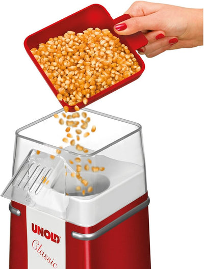 Unold 48525 Classic Popcorn-Maker Rot, Weiss, 900 W, 220 V, (B x H) 215 mm x 258 mm A (B x H) 215 mm