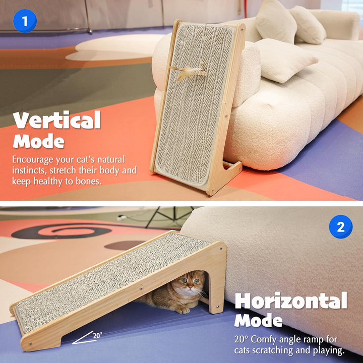 PETKARAY Kratzbrett Katze, 68 cm Hohe L-förmiger Sisal Kratzsäule, Dual-Use Kratzpads für Katzen, Ka