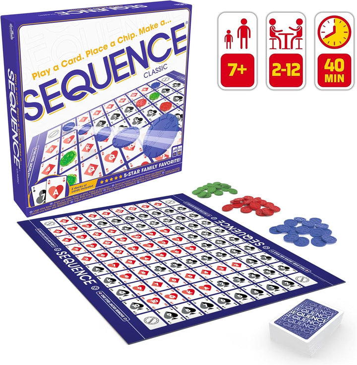 Sequence Classic, EIN Brettspiel für Kinder und Erwachsene ab 7 Jahren, Strategisches Familienspiel,