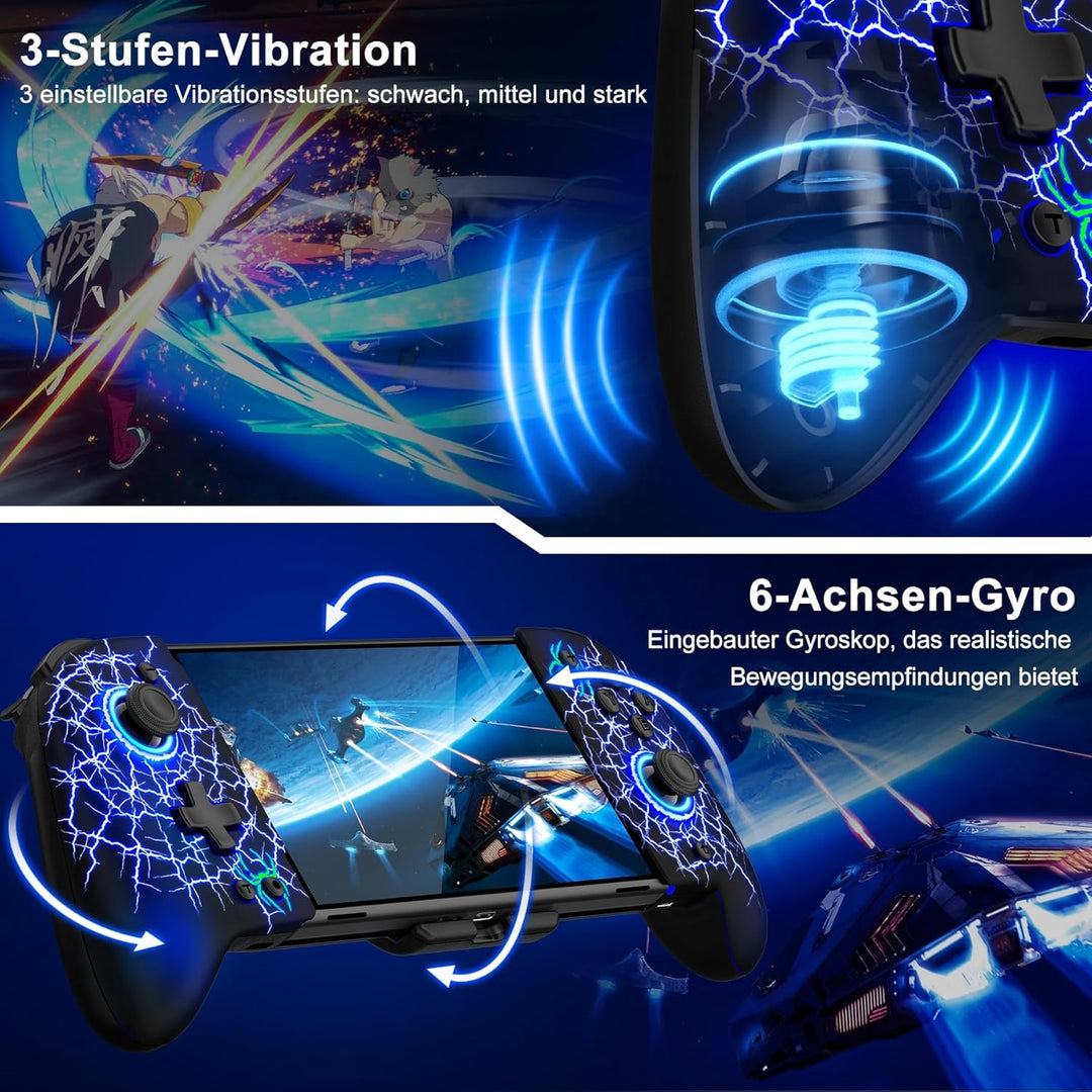 ALEEMTRY Switch Controller, Wireless Pro Controller Switch für Handheld-Modus mit Turbo/1000mAh/Prog