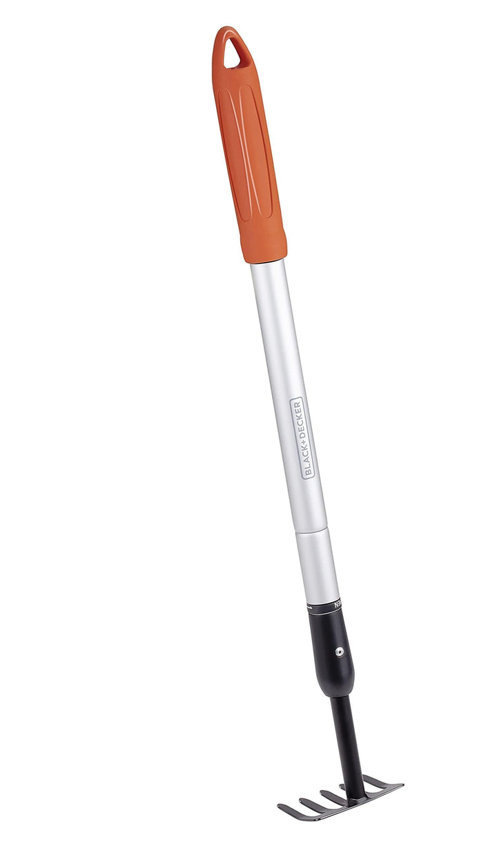 BLACK+DECKER Gartenrechen 5-Zahn - Verstellbar von 66 bis 100 cm - Karbonstahl, Fiberglas und PVC -