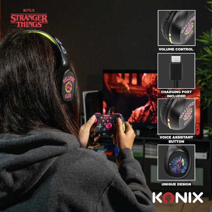 Konix Stranger Things On-Ear-Kopfhörer kabellos Bluetooth 5.3 PC, Smartphones, Tablets - Mikrofon -