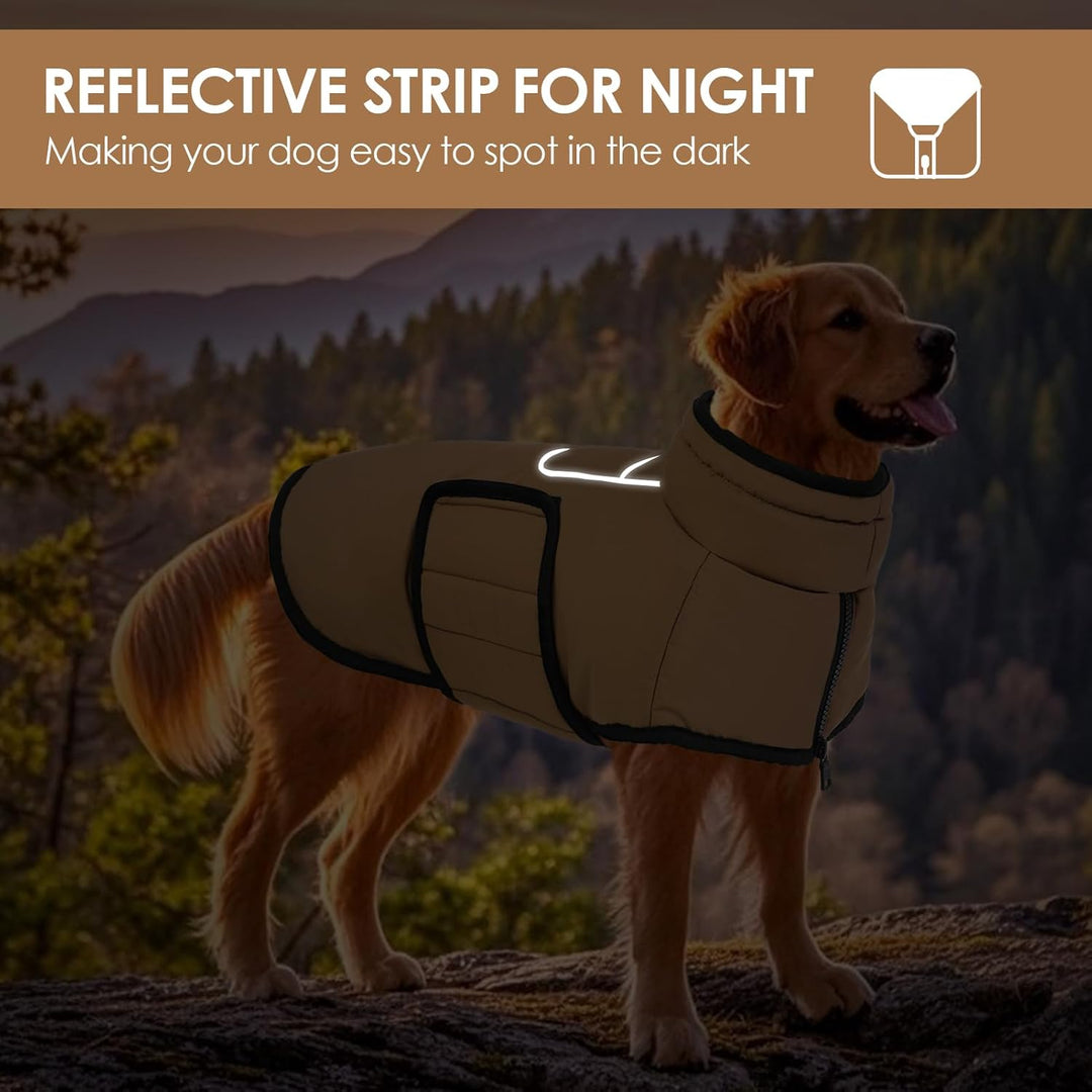 AOFITEE Hundemantel für Mittelgrosse Hunde, Warme Hundewinterjacke mit Eingebautem Geschirr, Reflekt