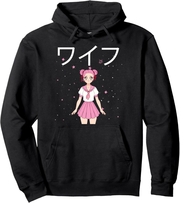 Anime Girl Erdbeermilch ästhetisches Vaporwave Pullover Hoodie