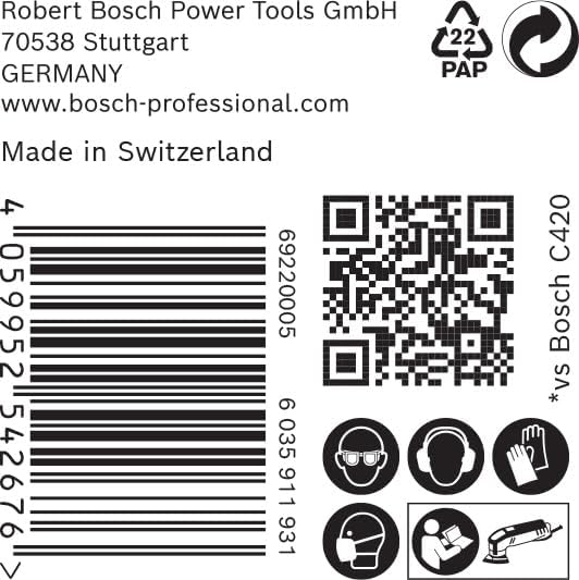Bosch 50x EXPERT C470 Schleifblatt (für Farbe auf Holz, Hartholz, Ø 93x93 mm, Körnung 100, Professio