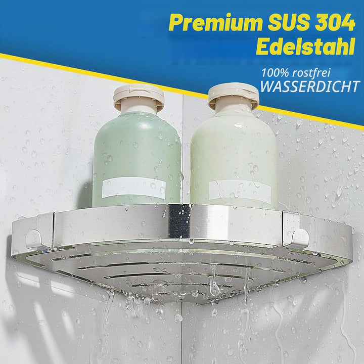 DUFU Duschregal Eckregal, Duschablage Ohne Bohren Badregal Edelstahl Duschkorb Selbstklebend, Ecke B