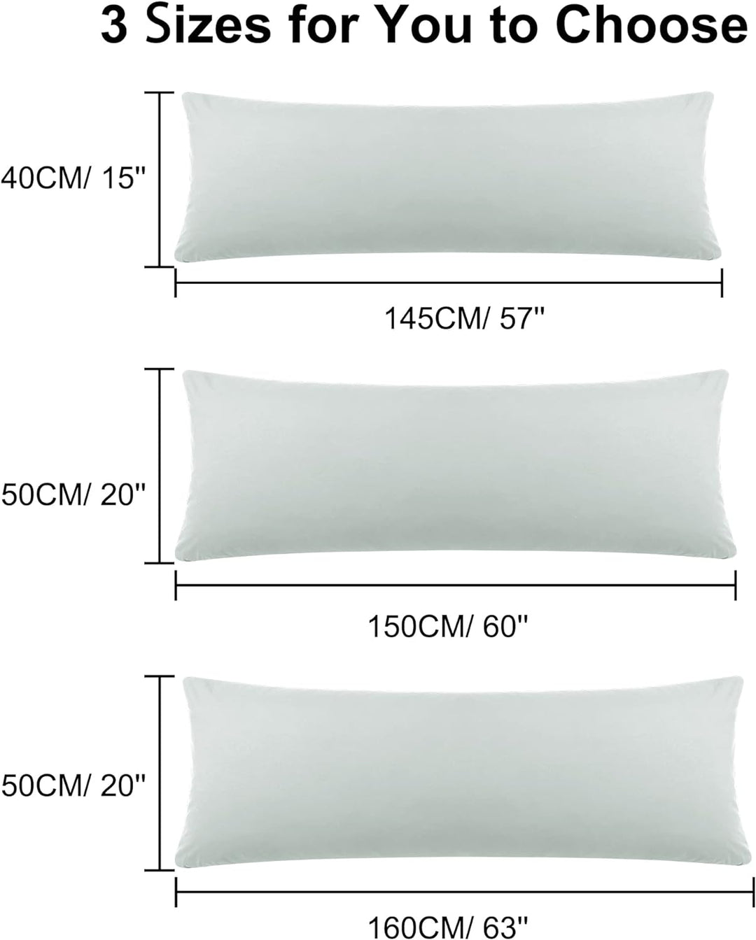 PiccoCasa 2er Set Kissenbezug 40x145 cm Seitenschläferkissen Bezug Kopfkissenbezug lang mit Reissver