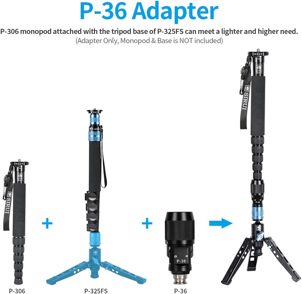 SIRUI P-36 Einbeinstativ Adapter, Kompatibel mit SIRUI P-36 Kit, AM-306M, AM-326M, P-306, P-326 Einb