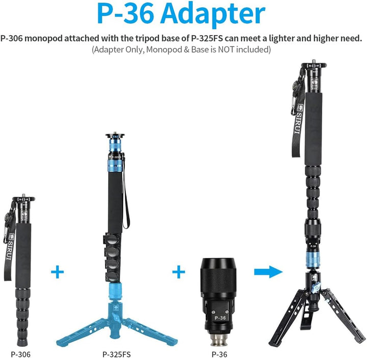 SIRUI P-36 Einbeinstativ Adapter, Kompatibel mit SIRUI P-36 Kit, AM-306M, AM-326M, P-306, P-326 Einb