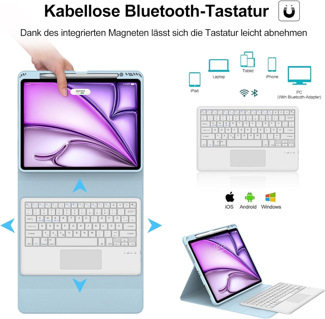 IVEOPPE Tastatur für iPad Air 13 2024 (M2), Hülle mit Tastatur für iPad Air 13" Con Touchpad, Magnet
