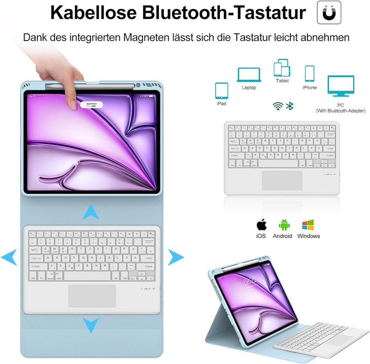 IVEOPPE Tastatur für iPad Air 13 2024 (M2), Hülle mit Tastatur für iPad Air 13" Con Touchpad, Magnet