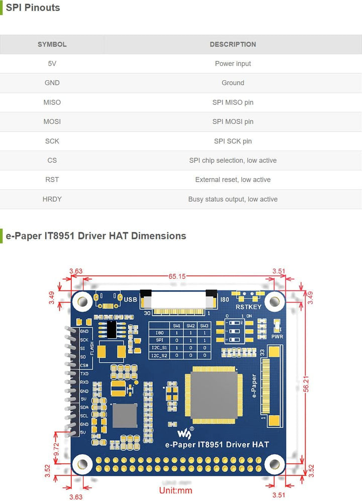 Waveshare 9.7 inch E-Ink Display HAT for Raspberry Pi Zero/Zero W/Zero WH/2B/3B/3B+ E-Paper Screen w