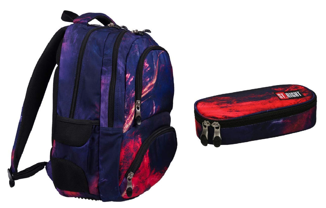 St.Right Flames Set Rucksack mit Kühltasche + Federmäppchen für die Grundschule, mittelgross