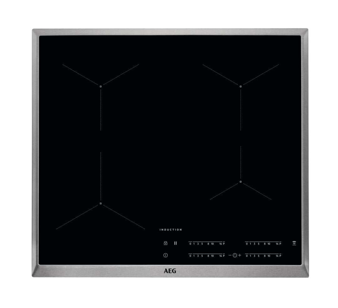 AEG IKB64431XB Autarkes Kochfeld/Induktion/Hob²Hood/Slider-Bedienung / 60 cm/Edelstahlrahmen / 4 Koc