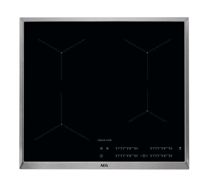 AEG IKB64431XB Autarkes Kochfeld/Induktion/Hob²Hood/Slider-Bedienung / 60 cm/Edelstahlrahmen / 4 Koc