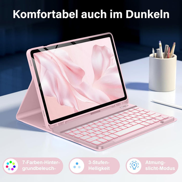 Vobafe Tastatur Hülle für Samsung Galaxy Tab S10 Lite/S10 FE/S9 FE 10.9 Zoll/Tab S9 11 Zoll, 7-Farbe
