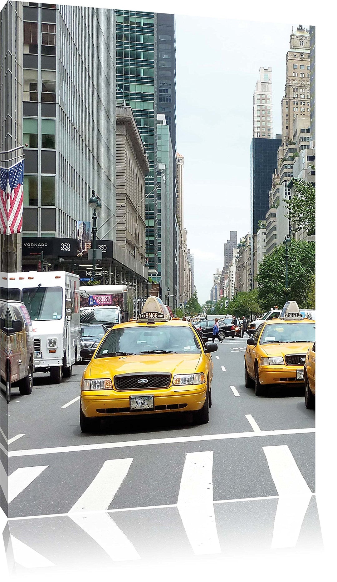 Pixxprint Taxi in New York City als Leinwandbild/Grösse: 100x70 / Wandbild/Kunstdruck/fertig bespann