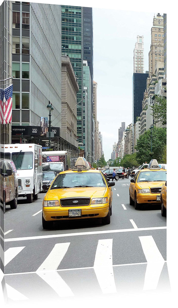 Pixxprint Taxi in New York City als Leinwandbild/Grösse: 100x70 / Wandbild/Kunstdruck/fertig bespann