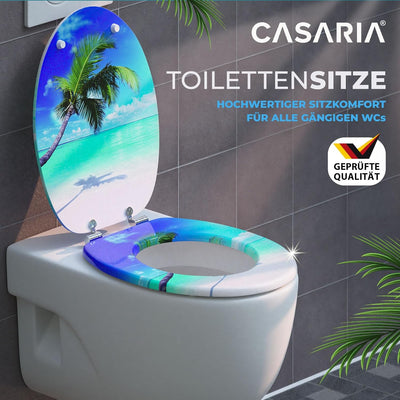 CASARIA® WC Sitz Doppelte Absenkautomatik MDF Holzkern hygienisch Rostfreie Scharniere 175kg Bad Toi