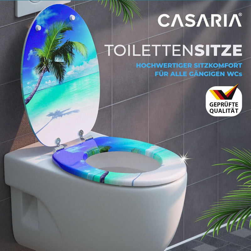 CASARIA® WC Sitz Doppelte Absenkautomatik MDF Holzkern hygienisch Rostfreie Scharniere 175kg Bad Toi