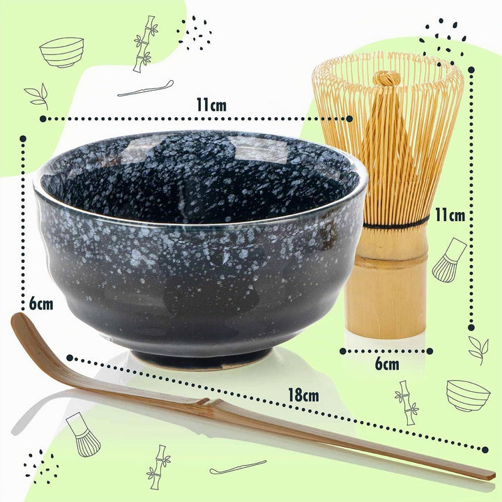 Dimono Original Matcha Tee-Set mit Matcha-Schale, Bambus-Besen &amp; Dosierlöffel - Das Teezeremonie Ges