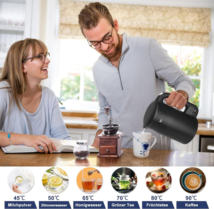 Bear 1.7L 304 Edelstahl Mit 11 Temperaturen Wasserkocher,1800w Trockenaufschutz, Doppelter Verbrühun