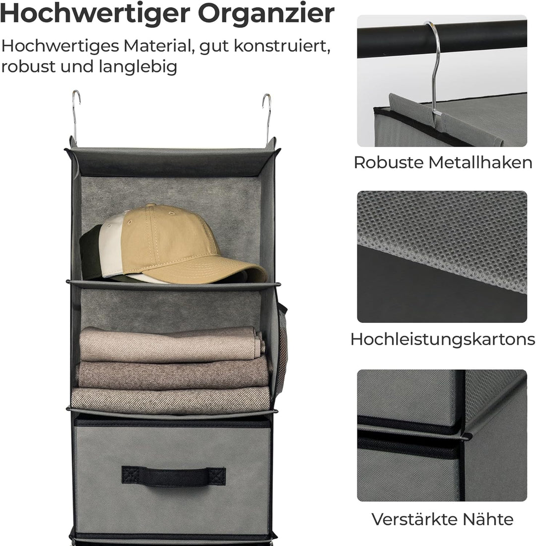 GRANNY SAYS Hängeorganizer Schrank, 1 Stück Hängeregal Stoff mit Schubladen, Grau Hängeaufbewahrung