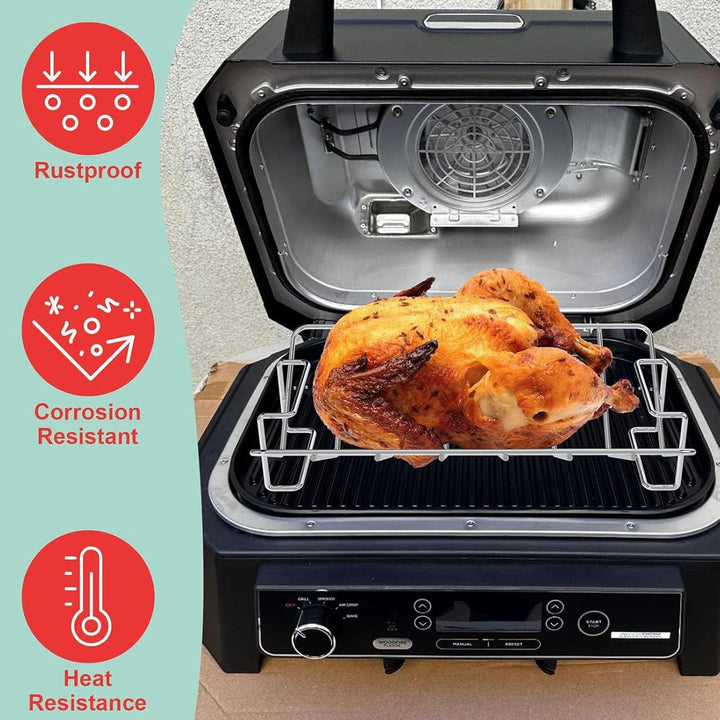 Grillrost Edelstahl für Ninja Woodfire Pro Connect XL Perfekt zum Räuchern Grosser Fleischstücke, Rö