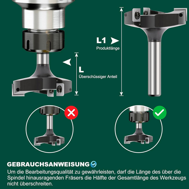 BALUGAEA Oberfräse Planfräser 12mm Schaft 60mm Durchmesser Flächenfräser mit Wendeplatten Hobelfräse