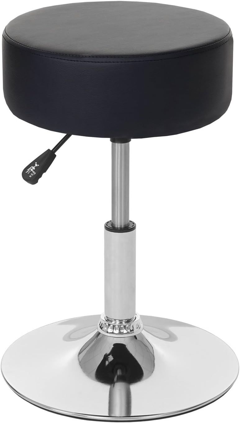 Mendler 2er-Set Hocker HWC-C22, Sitzhocker Schminkhocker, höhenverstellbar Ø 35cm - Kunstleder, schw
