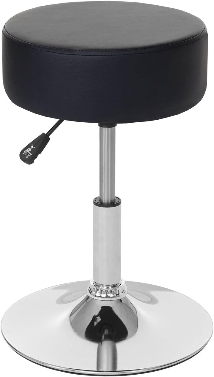 Mendler 2er-Set Hocker HWC-C22, Sitzhocker Schminkhocker, höhenverstellbar Ø 35cm - Kunstleder, schw