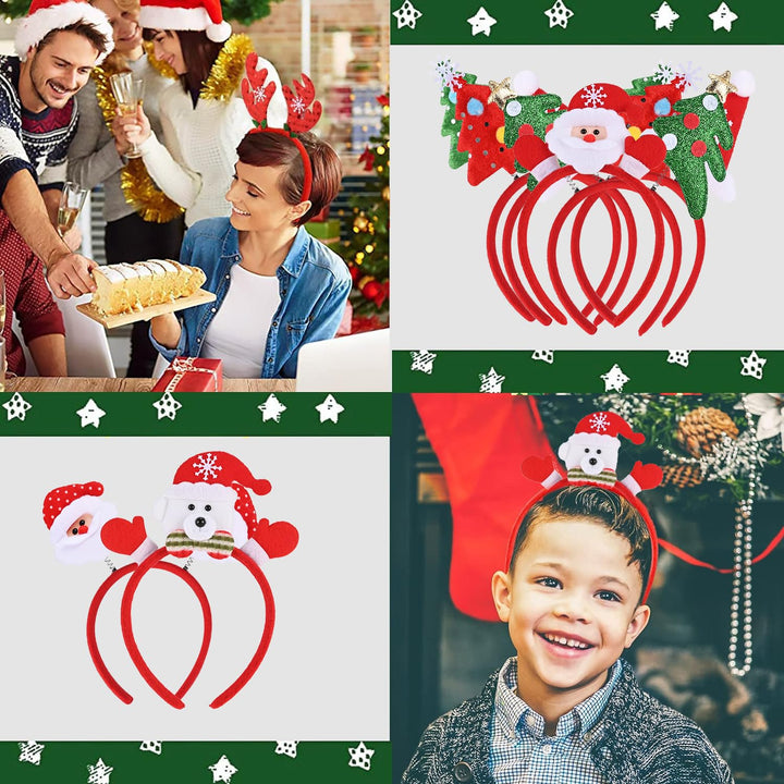 10 Stück Haarreifen Weihnachten Stirnband Haarreifen Haarschmuck Weihnachtsdeko mit Weihnachtlichen
