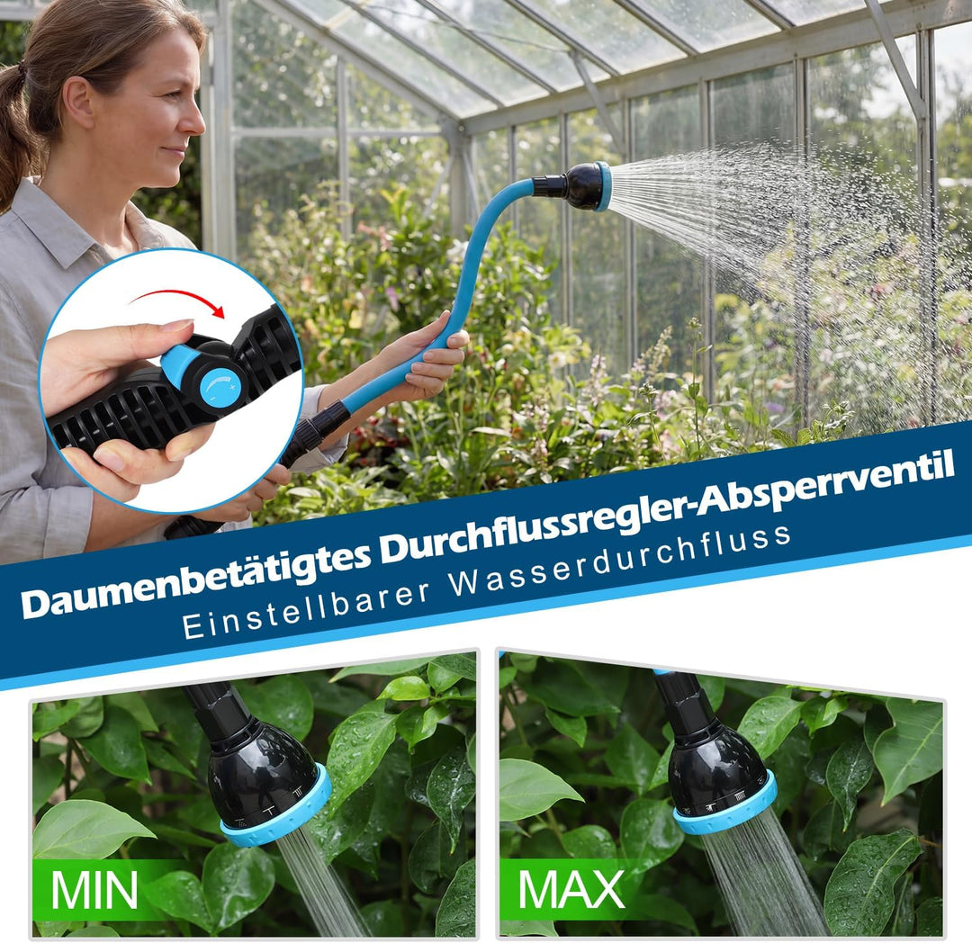 Garten Giessstab, 73cm Lang Biegsam Gartenbrause mit Daumensteuerung, 10 Sprühbilder Gartenschlauchd