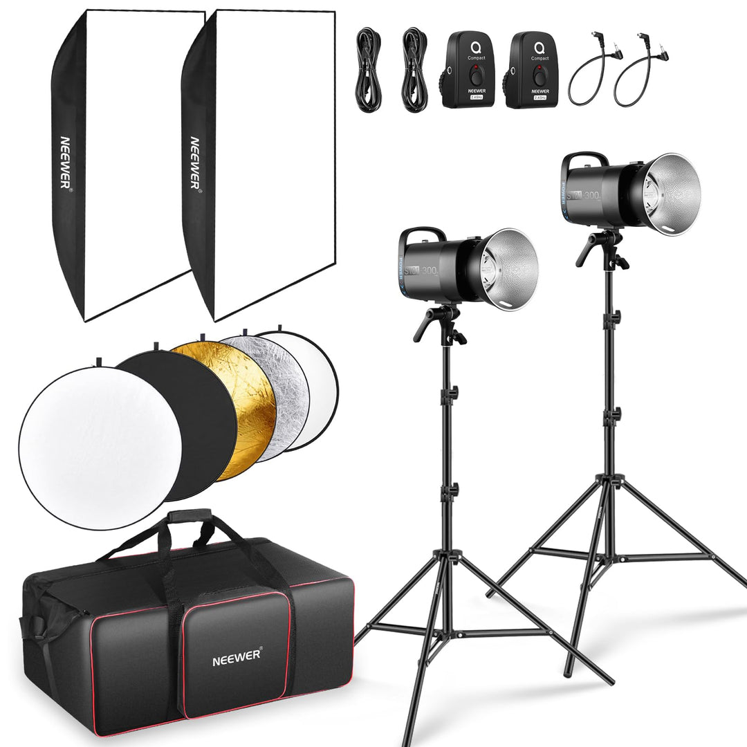 NEEWER 600Ws Studio Monolight Strobe Flash Set 2er Pack S101-300W PRO 5600K Blitzlicht Studio mit 2,
