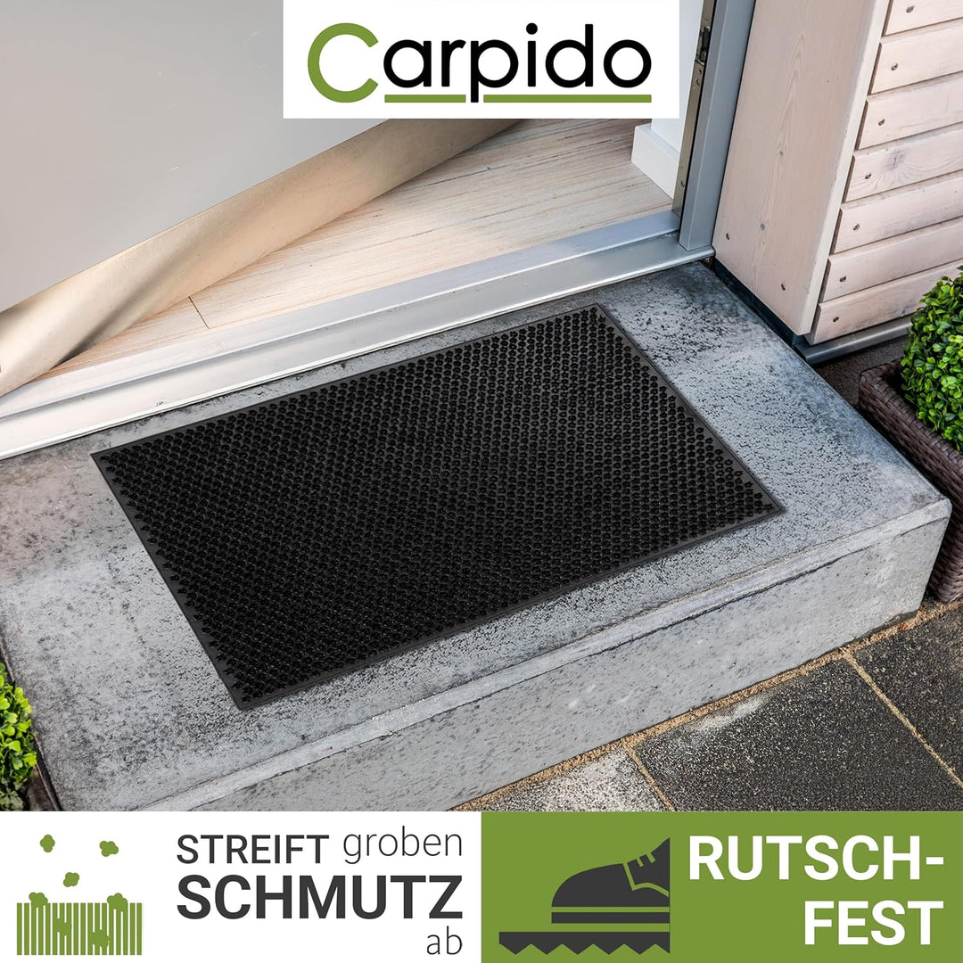 Carpido Wetterfeste Fussmatte Garten - Schwarz 40x60 cm - Outdoor Schmutzfangmatte - Türmatte leicht