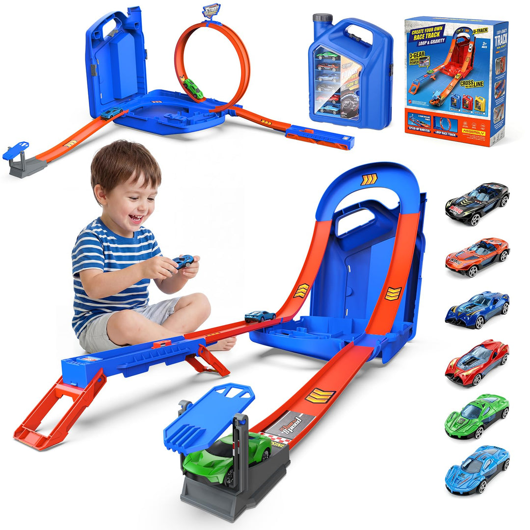 Spielzeugauto-Trackset, Rennauto Spielzeug Kraftstofftank Rennstrecke für Kinder, Rennstrecke Auto S