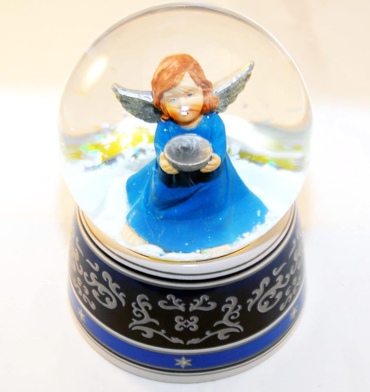 20029 Schneekugel Spieluhr Engel mit Schale Weihnachten - 100mm breit - Design in Deutschland
