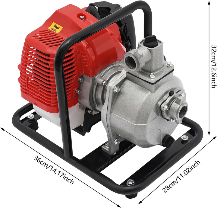 Benzin Wasserpumpe, 43CC 2-Takt Motor Hochleistung 35.66GAL/MIN 30M Förderhöhe Korrosionsbeständige