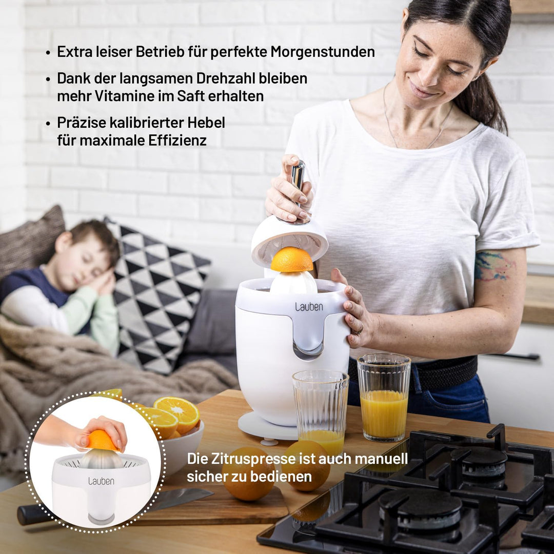 Lauben Electric Citrus Juicer 110WT Elektrische Zitruspresse mit Präzise Anti-Drip-Funktion, Univers