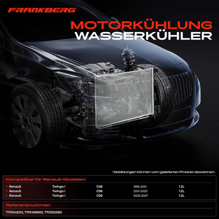 Frankberg Kühler Wasserkühler Motorkühler Schaltgetriebe Kompatibel mit Twingo I C06 1.2L 1996-2007