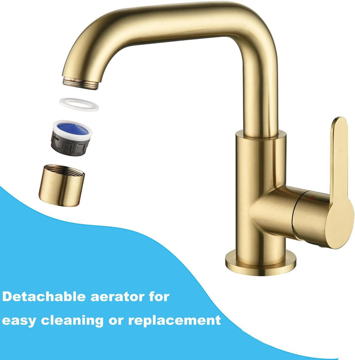 ONECE Wasserhahn Bad mit 360° Drehbar, Waschtischarmatur mit Auslauf Höhe 136.5 mm, Einhebelmischer