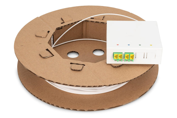DIGITUS FTTX Installations-Kit - 50 m - LC-APC Duplex Kupplung - 4 Fasern - FTTH-Dose Vorkonfektioni