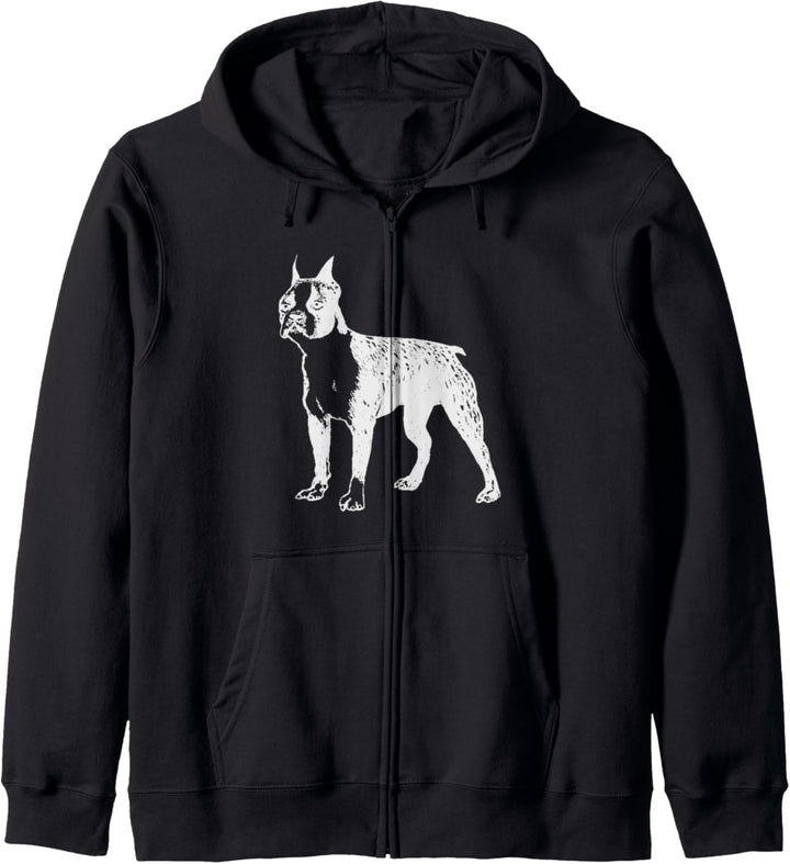Boston Terrier Pet Dog Line Art Zeichnung Kapuzenjacke