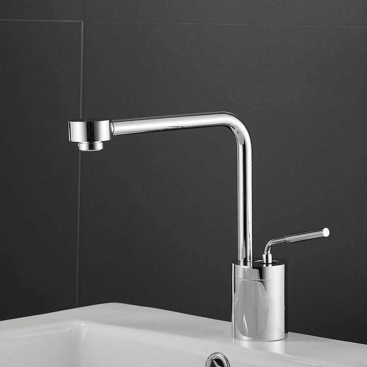 Leekayer Waschtischarmaturen Bad Waschbecken Wasserhahn Hohe Körper Chrom Schwanenhals Einhand Einlo